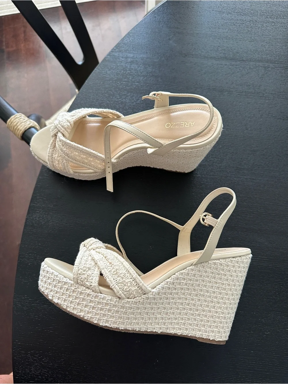 Arezzo Cream Knotted Slingback Sandals